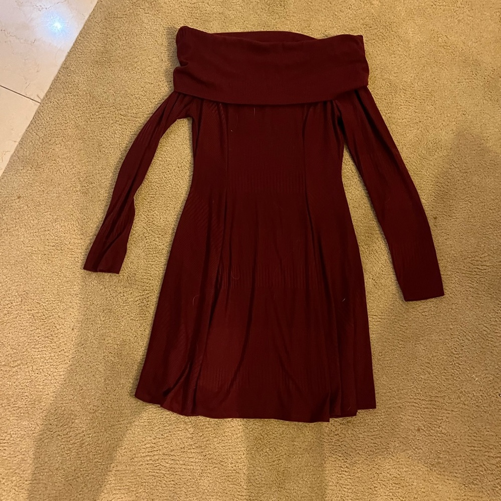 Dark red off the shoulder dress